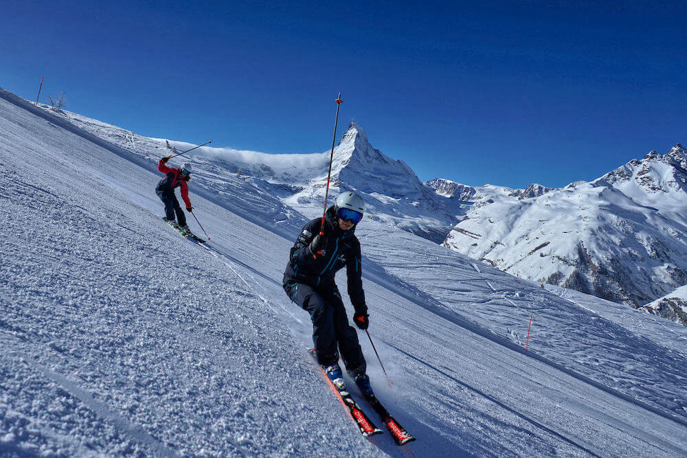 ski instruction in Stoked ski school Zermatt, Swiss